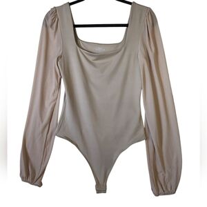 SWS Contour Body Suit Nude Size M With Sheer Balloon Sleeves Festival Feminine